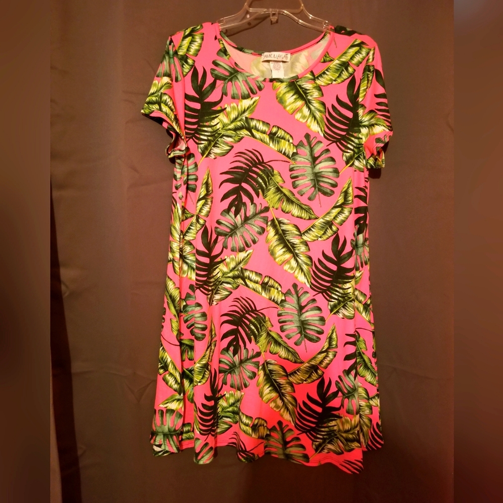 JAMIE AND LAYLA, pink and green print,  dress. Never worn.